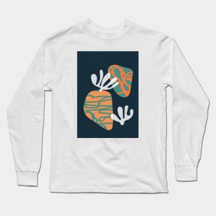 Retro Botanical Print, Abstract, Geometric Art Long Sleeve T-Shirt